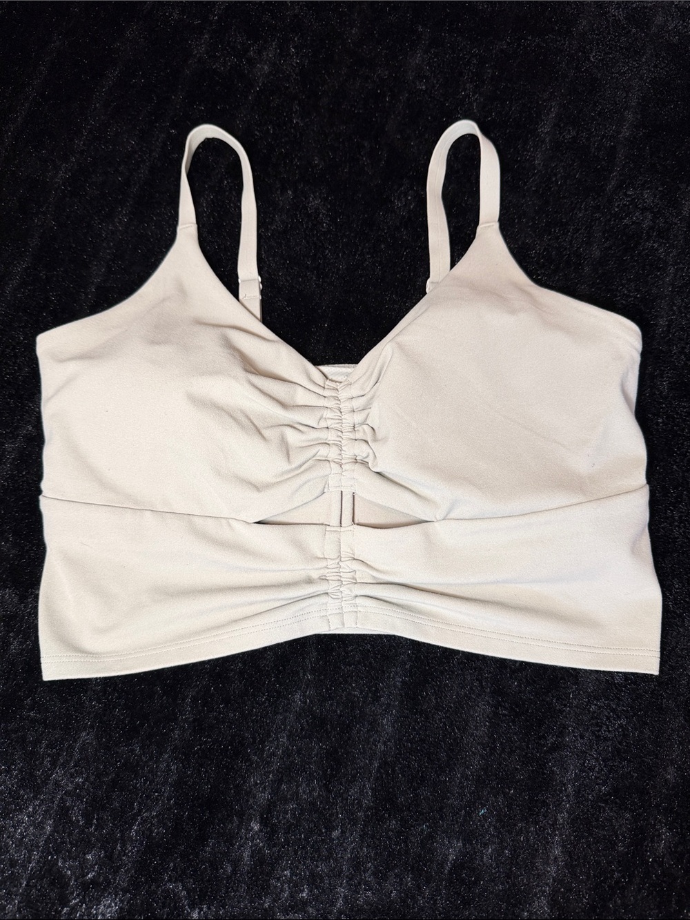 Athleta Cinch Longline Bra A-C Gray Powervita Ruched Front Medium - Picture 3 of 10
